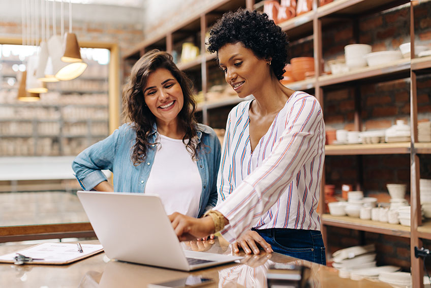 Small business owners in a store